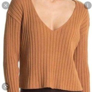 Abound Camel V-neck Ribbed Sweater Size 2X